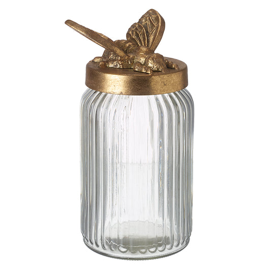 Metal Butterfly Top Glass Jar