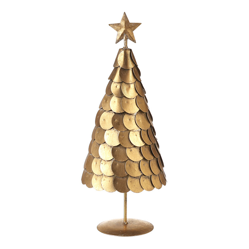 METAL GOLD DISC TREE SML