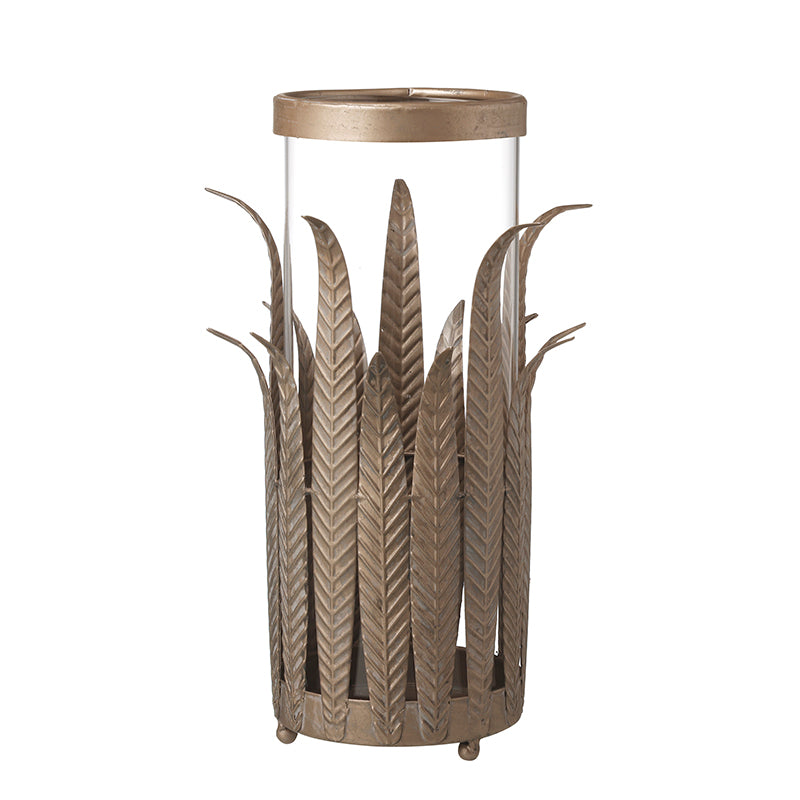 METAL LEAVES CANDLE HOLDER SML