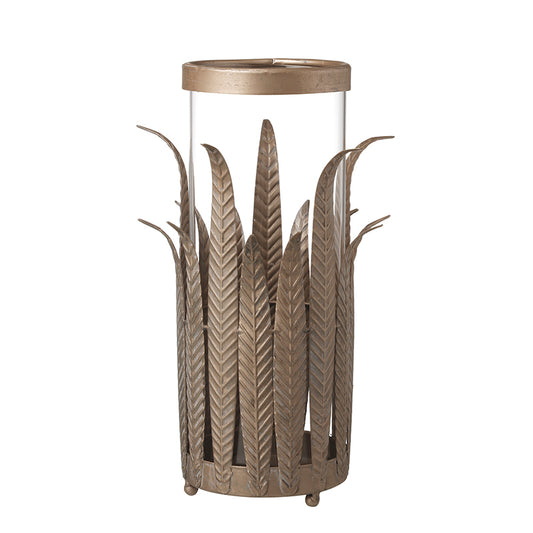 METAL LEAVES CANDLE HOLDER SML