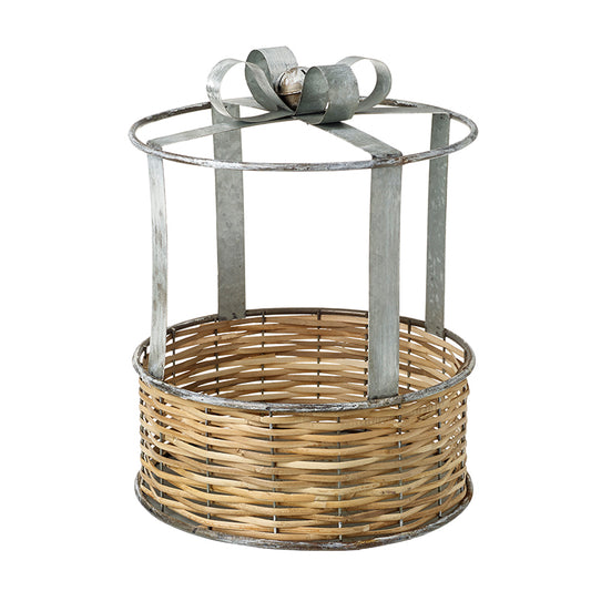 ROUND RATTAN BASE METAL PRESENT FRAME