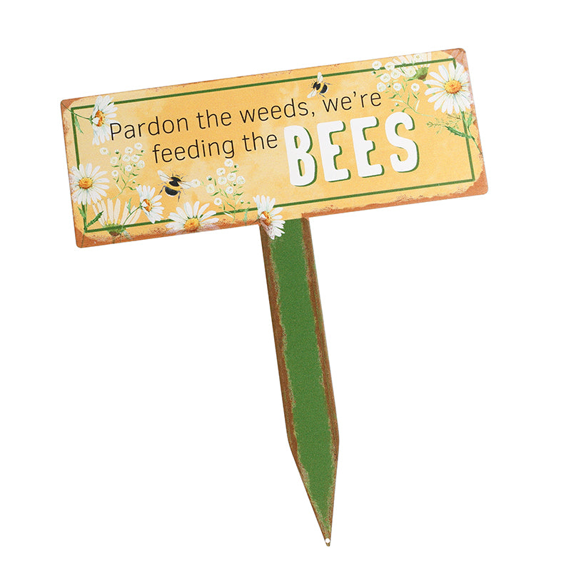 Metal Bees Garden Stake Sign