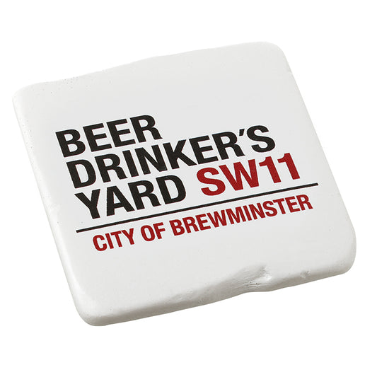 WHITE RESIN BEER DRINKER'S YARD COASTER