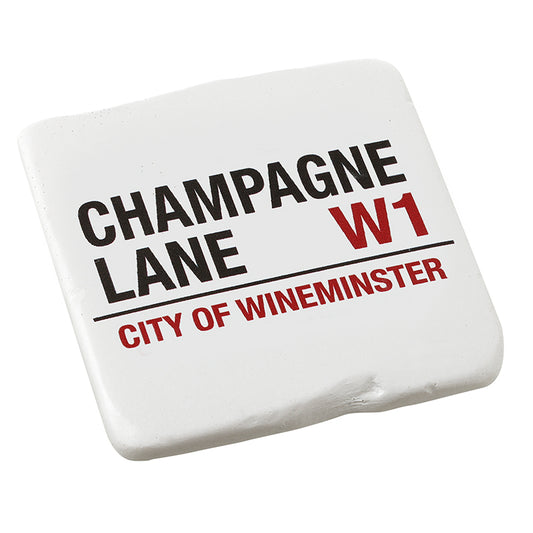 WHITE RESIN CHAMPAGNE LANE COASTER