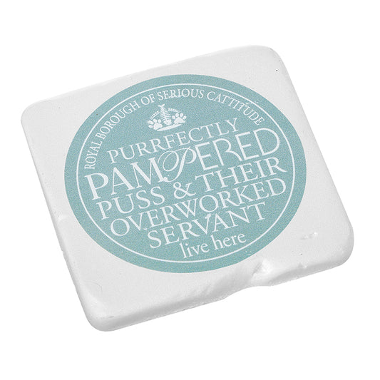 Blue Cattitude Text Resin Coaster