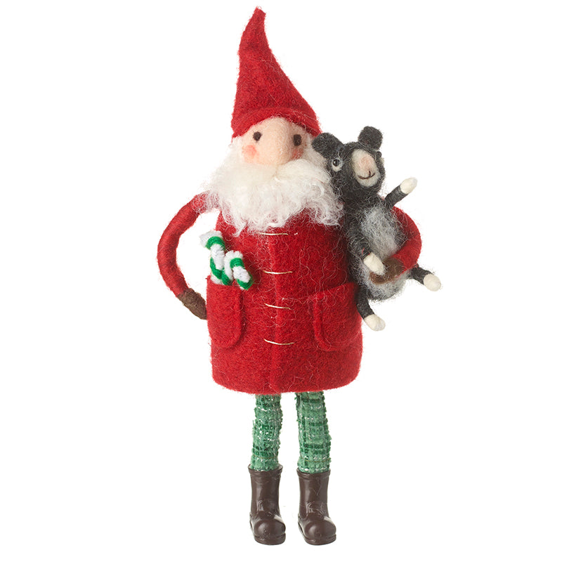 Festive Wool Santa With Teddy