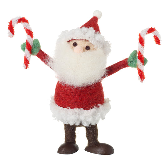 Wool Santa Holding Candy Canes
