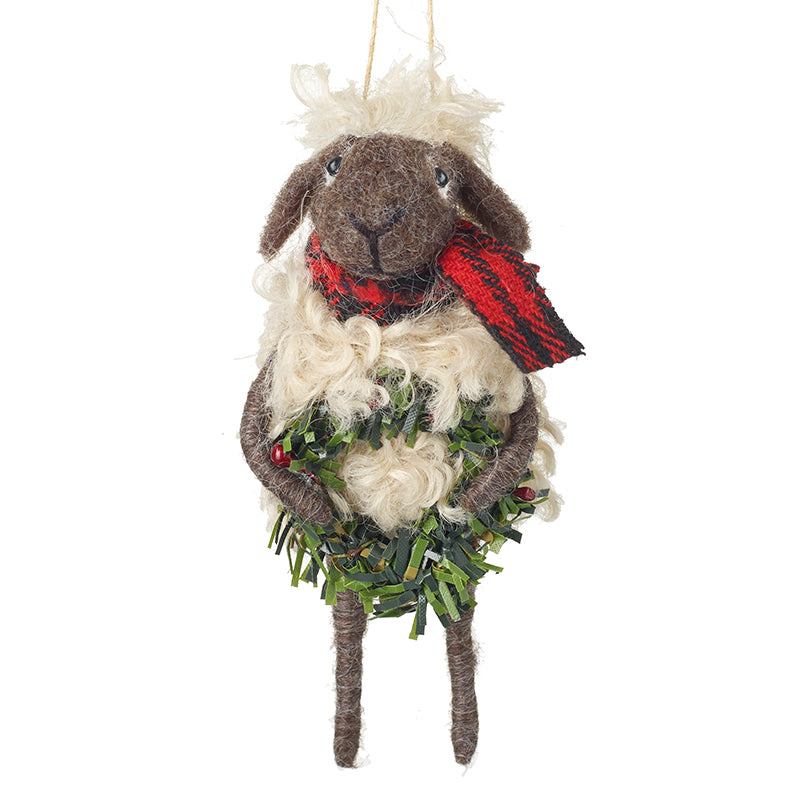 Festive Sheep With Wreath & Scarf