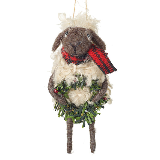 Festive Sheep With Wreath & Scarf