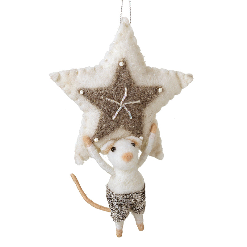 HANGING FELT MOUSE WITH STAR