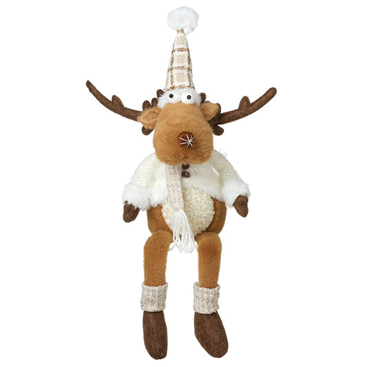 REINDEER W/WHITE JUMPER DANGLY LEGS