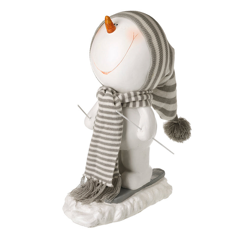 WHITE SKATING SNOWMAN ORNAMENT LRG