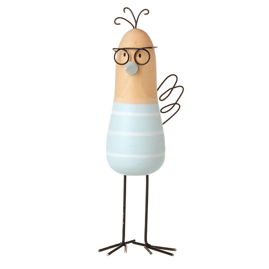 Standing Wooden Bird With Glasses