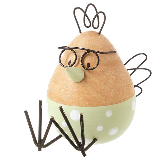 Sitting Bird In Metal Glasses