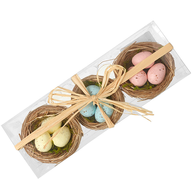 Set Of 3 Bird Nest Decorations