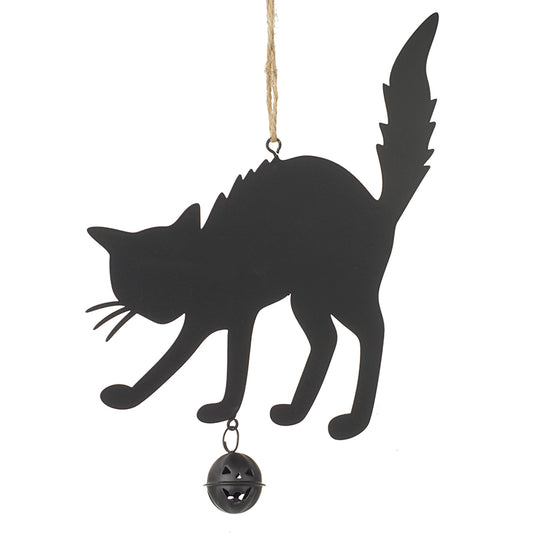 Black Metal Cat And Black Pumpkin Hanger