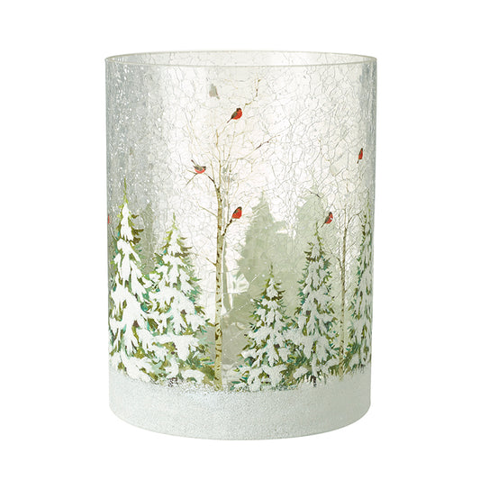 Lrg Snowy Trees Scene Candle Holder
