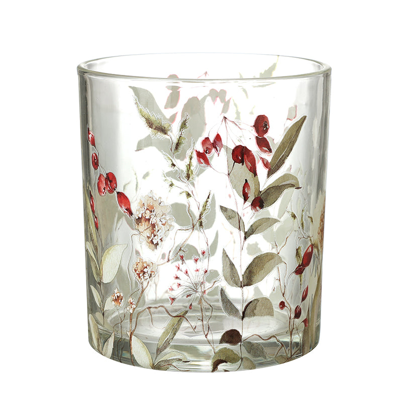 Flower Design Glass T-Light Holder