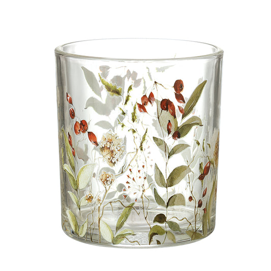 Flower Design Glass T-Light Holder