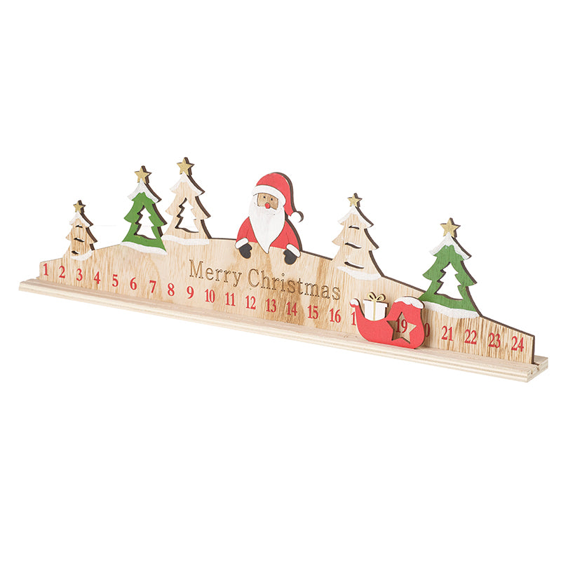 Santa With Trees Wooden Advent Rule