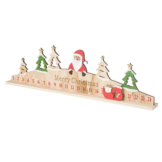 Santa With Trees Wooden Advent Rule