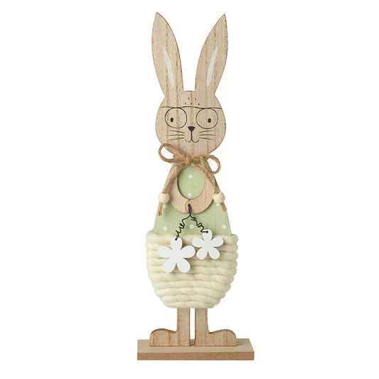 Standing Wood And Wool Rabbit Dec