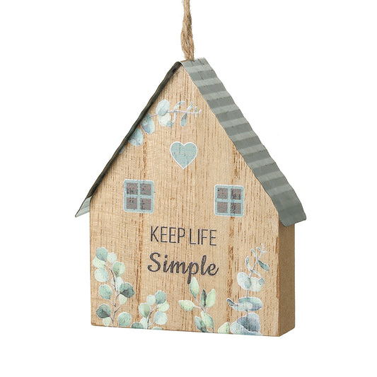 Hanging Wooden House 'keep Life Simple'