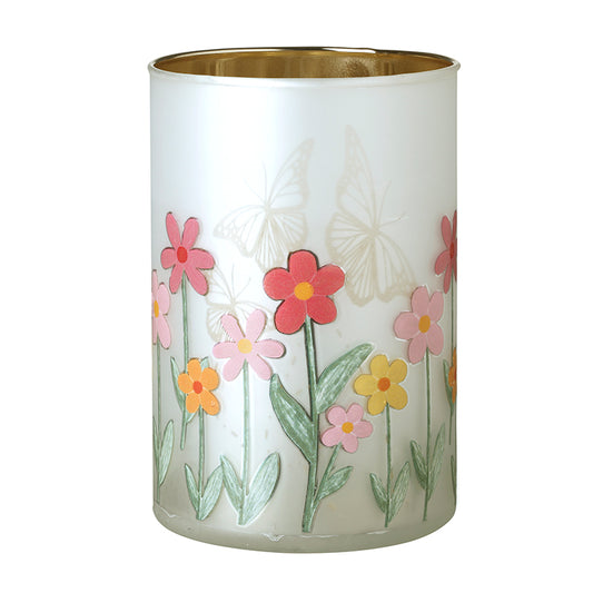 Large Frosted Flower T-Light Holder