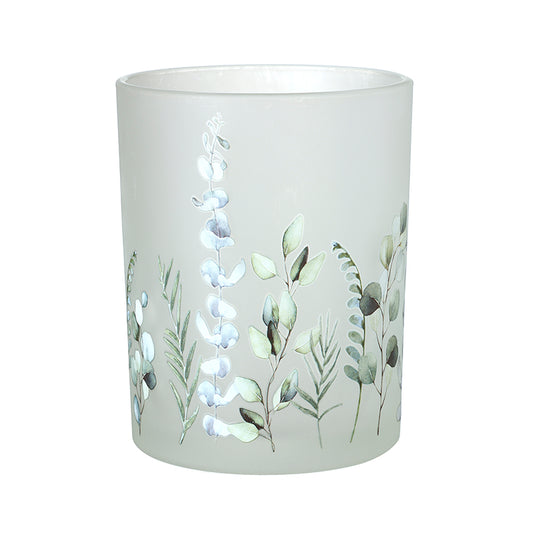 Leaf Print Frosted Glass Jar