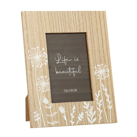 Wooden Photo Frame With White Flowers