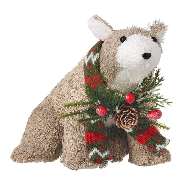 GREY SITTING POLAR BEAR ORNAMENT