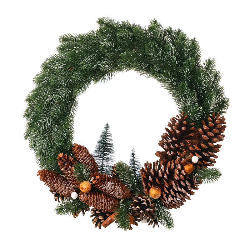 GREEN  WREATH WITH PINECONES