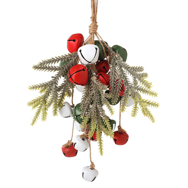 GREEN METAL BELLS & CEDAR HANGING DECOR