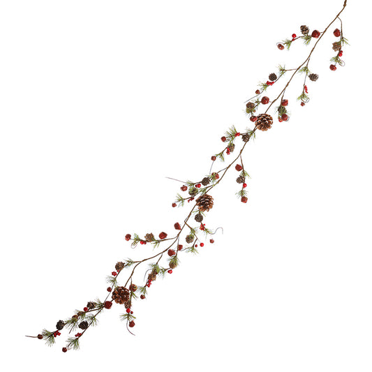 RED BERRY BELLS & PINECONE GARLAND