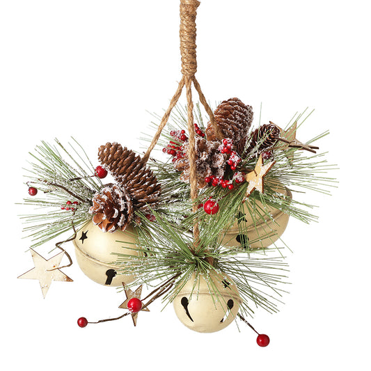 WHITE BELLS & PINECONE DECORATION