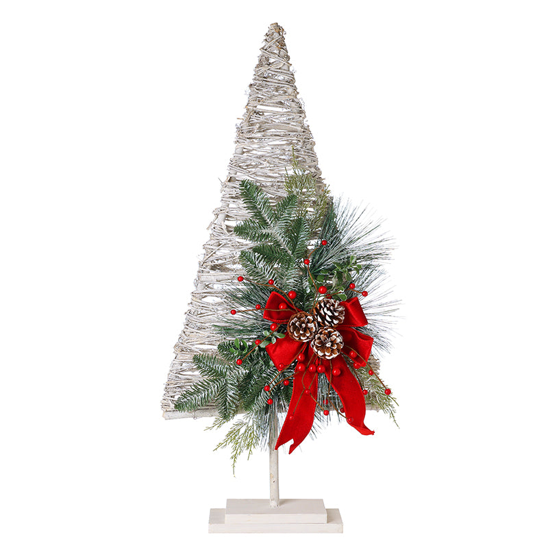 WHITE WOOD TWIG TREE WITH FLOWER ORN