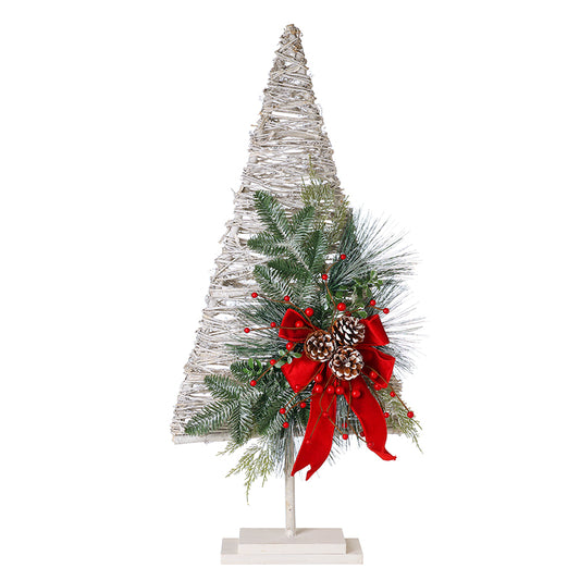 WHITE WOOD TWIG TREE WITH FLOWER ORN