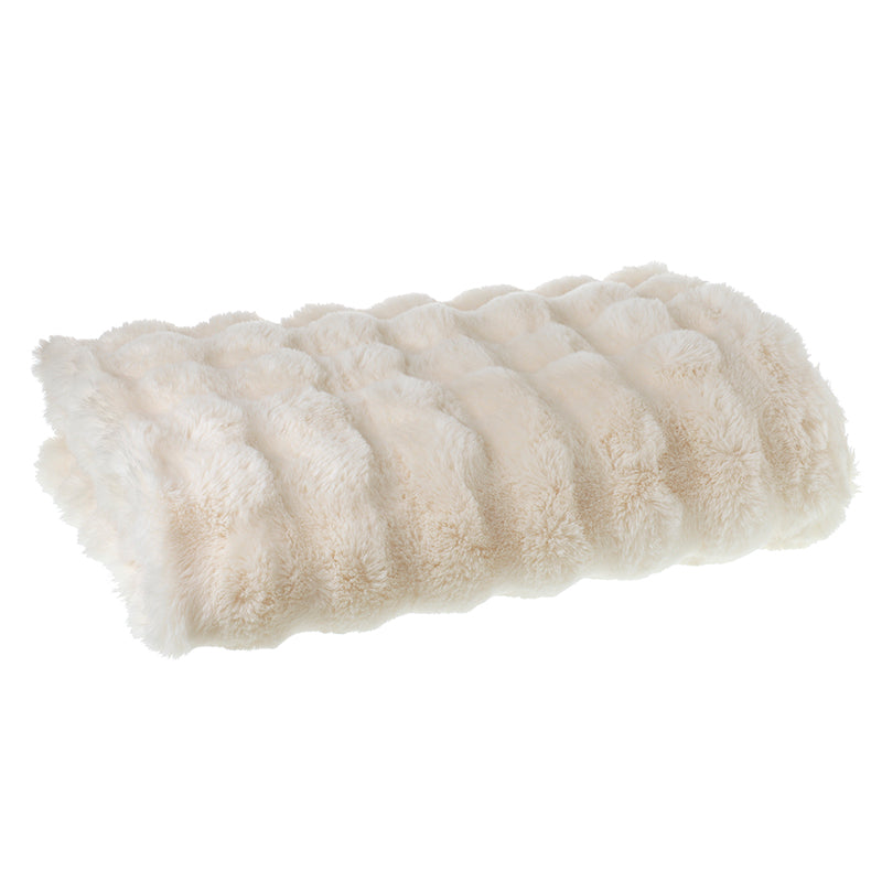 IVORY FAUX FUR THROW