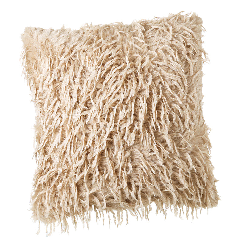 TAUPE FAUX FUR SINGLE SIDE CUSHION