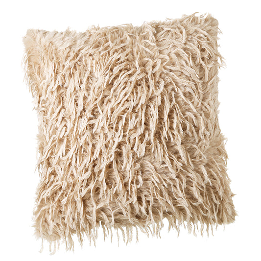 TAUPE FAUX FUR SINGLE SIDE CUSHION