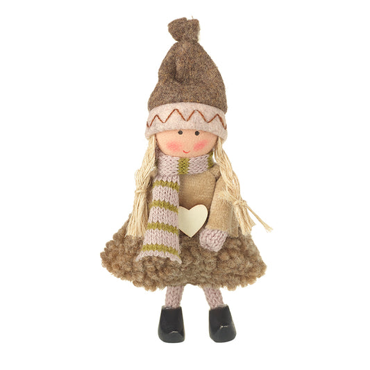 GIRL IN FLUFFY BROWN DRESS WITH HEART