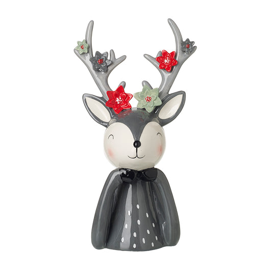 CERMIC DEER WITH FLOWER ANTLERS