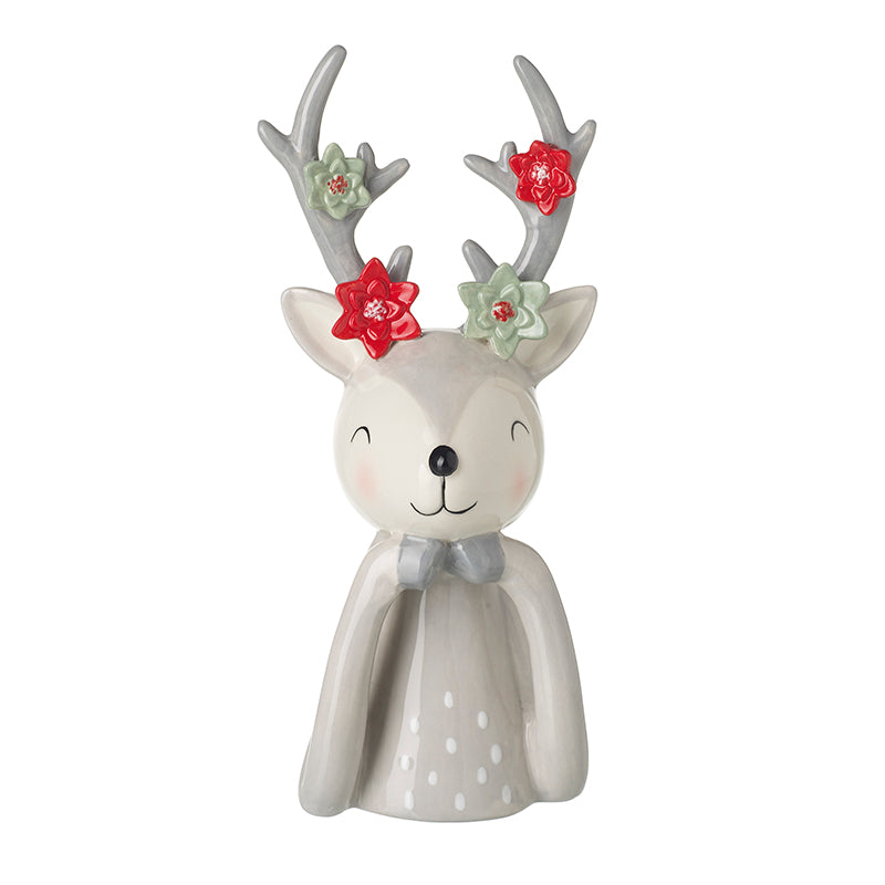 CERAMIC REINDEER WITH FLOWER ANTLERS