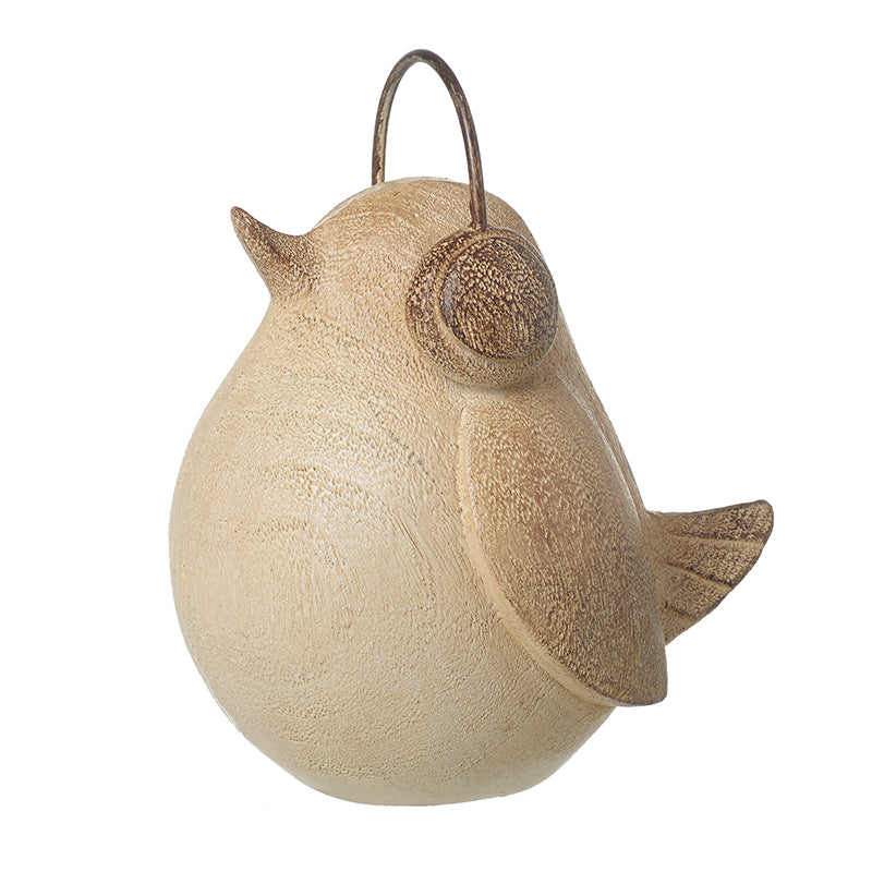 Wooden Bird Ornament With Ear Muffs