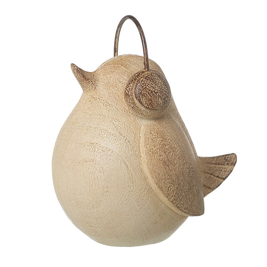 Wooden Bird Ornament With Ear Muffs