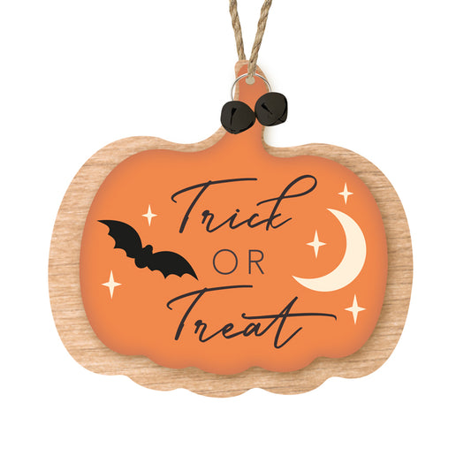 Wooden Pumpkin Trick Or Treat Hanger