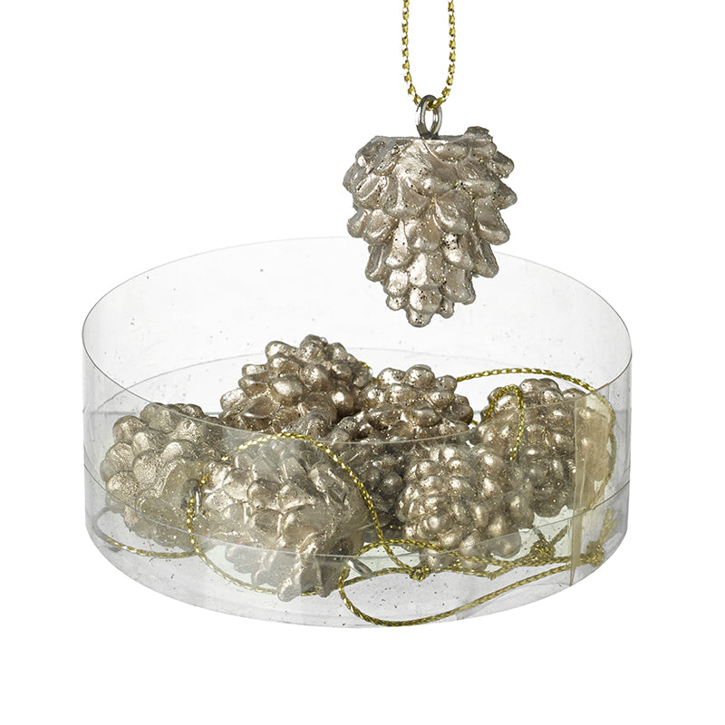Small Gold Pine Cone Hangers Set