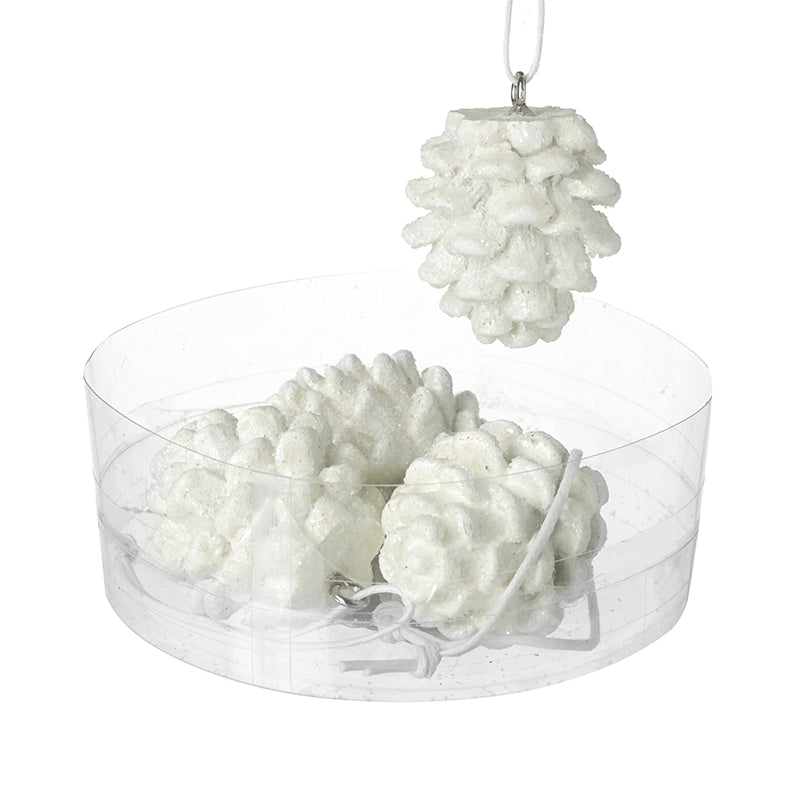 Small White Pine Cone Hangers Set