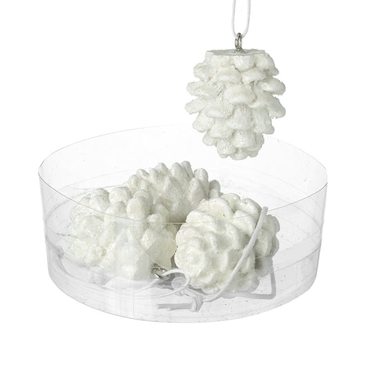 Small White Pine Cone Hangers Set