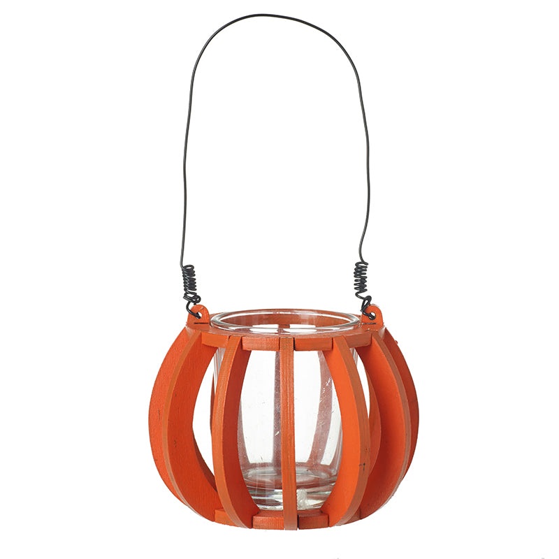 Wooden Pumpkin Cut Out T Light Holder